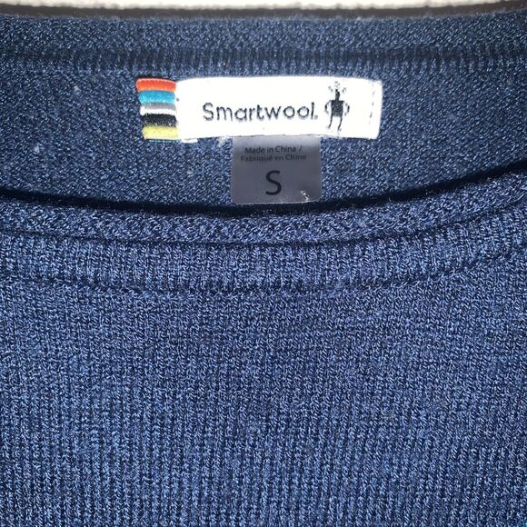 Smartwool Women Shadow Pine Colorblock Alpine Blue Pullover Sweater S Baselayer - Picture 2 of 7
